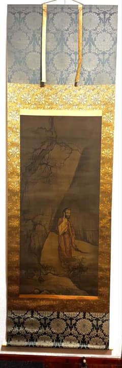 掛軸 [出山釈迦図]絹本複製画 仏画 絹本 合わせ箱付 - メルカリ