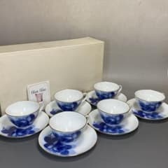 大倉陶園 OKURA カップ＆ソーサー 6客セット ブルーローズ 箱付 未使用