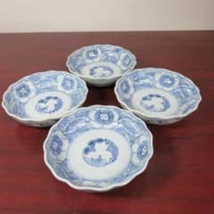 なます皿 染付 4枚 松竹梅 花 銘 窯傷 江戸 - メルカリ