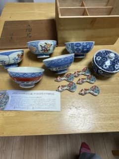 有田焼 染錦 茶碗揃 蓋物・箸置き付 木箱入 ARITA JAPAN - メルカリ