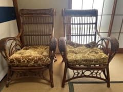 O-1269】KOiZUMi コイズミ シングルソファ ラタン 籐 昭和レトロ