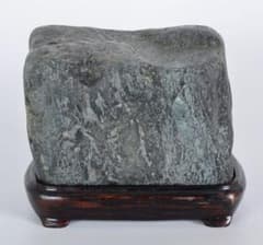 阿賀野川 水石 名石 台座付 4kg 鑑賞石 盆石 盆景 天然石 飾石 原石