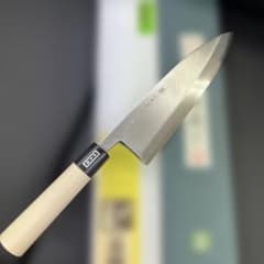 ☆新品送料込☆白二鋼はがね鍛造出刃包丁210mm七寸水牛柄マチ磨き裏