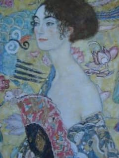 GUSTAV KLIMT、クリムト、扇を持つ婦人、希少な画集より、新品高級額