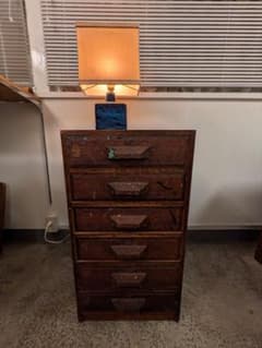 ヴィンテージ 木製チェスト 6段 シェルフ 引出し 大 - メルカリ