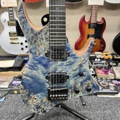 11131】【新品】 ヘッドレスギター汎用ケース付 ブルー✕ナチュラル