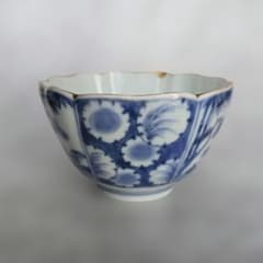 古伊万里 染付 向付 雪輪 芙蓉手 江戸時代 酒器 アンティーク 金継ぎ