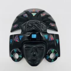 メキシコの伝統的マスク オブシディアン(黒曜石)オパール石等使用