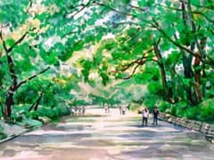 上野公園の風景 水彩画 木製フレーム付き F6サイズ - メルカリ
