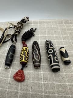 ☆天然石☆ 蔵伝 チベット 天珠 古美術品 收藏品 稀少品 合計5点 美品