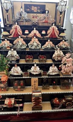雛人形 七段飾り 台・屏風・道具③④⑤ 三段重/ぼんぼり/桜橘 ※シミ