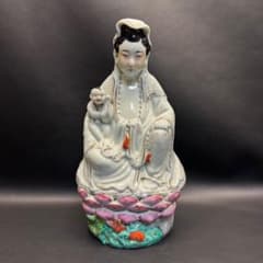 ♡Ec右1012 中国九江人形 子安観音菩薩 中国美術 ヴィンテージ 仏教