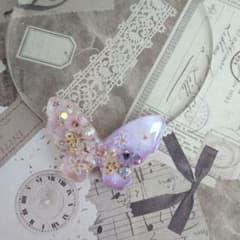 437 ピンクパープル✴桜✴ちょうちょ✴レジンヘアゴムキーホルダー