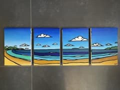 海の絵 由比ヶ浜 インテリアアート サムホール 油絵 原画 風景画 KURO