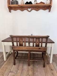 アンティーク風/シャビーシック家具/チャーチチェア/オールドパイン