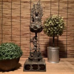 中国・北魏「天上界・阿弥陀如来」龍神・隋・唐・三重方形座・鍍金黄銅