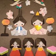 ひな祭り 折り紙セット 三人官女付き 春壁面飾り 3月壁面 現品です
