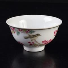 中国 粉彩漢詩花鳥文 煎茶碗 C R8963 - メルカリ