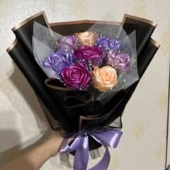 8本紫色バラブーケプレゼント お祝い 枯れない花 永生薔薇 特別な人へ