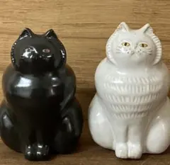 波佐見焼 ネコ オブジェ 置き物 白猫 黒猫 ペア ツインキャット 新品未