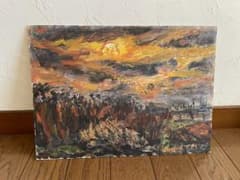 油彩画 小西安夫 エビー高原 「韓国岳」1968年