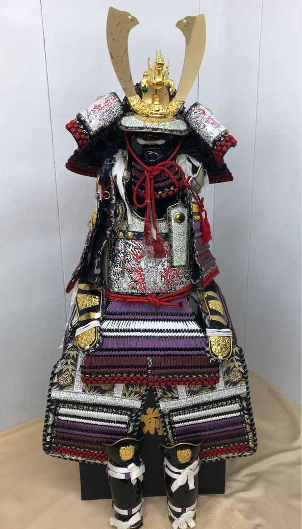 五月人形 着用鎧本仕立て紫裾濃鎧美術工芸品子供用
