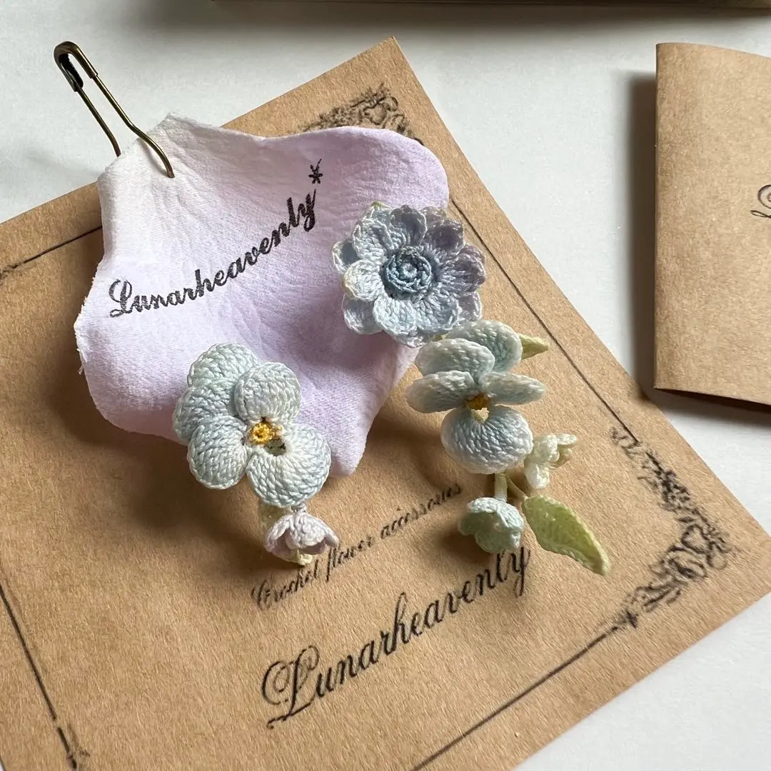 Lunarheavenlyルナヘヴンリィピアスレース編みアクセサリーかぎ編みお花