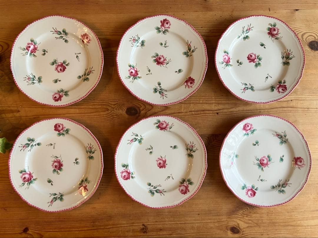 ジノリ　アンティコアンティックローズ　19デザートプレート×6 Virginia Casa ROMANTICA デザートプレート23cm ピンク