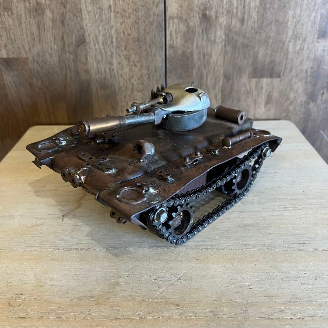 ジャンク】メタルアート 総鉄 戦車 廃材 スクラップ インダストリアル
