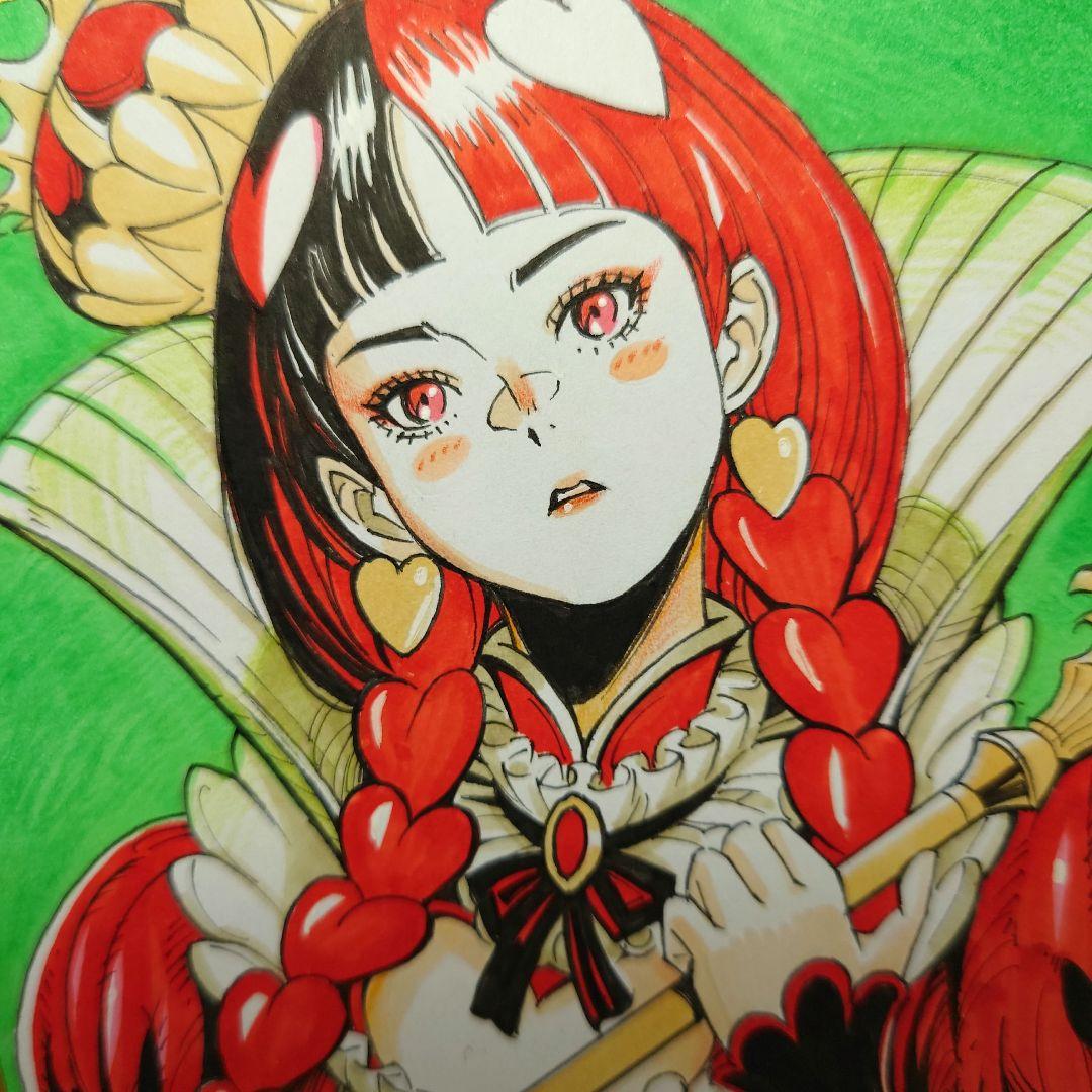 手描きイラスト 076】オリジナル原画色紙「不思議の国のアリス ハート