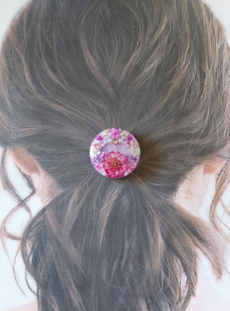 1127】レジンマトリカリアヘアゴムポニーフックブロ―チハンドメイド