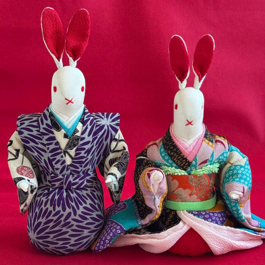 うさぎ雛　兎のひな人形　ちりめん細工 ちりめんうさぎのお雛様セット ちりめん細工うさぎ ひな人形・雛飾り