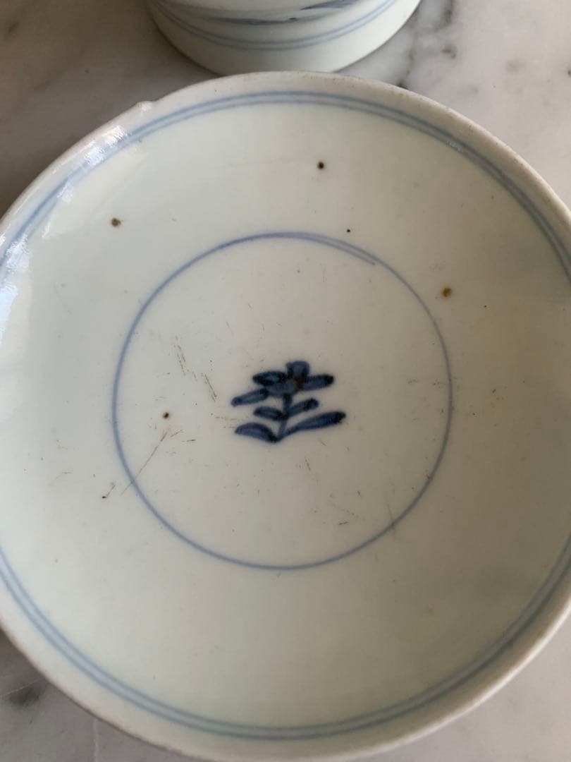 古伊万里 江戸期 藍泥 蓋付き茶碗 染付 蓋物 飯碗 節句 雛祭り