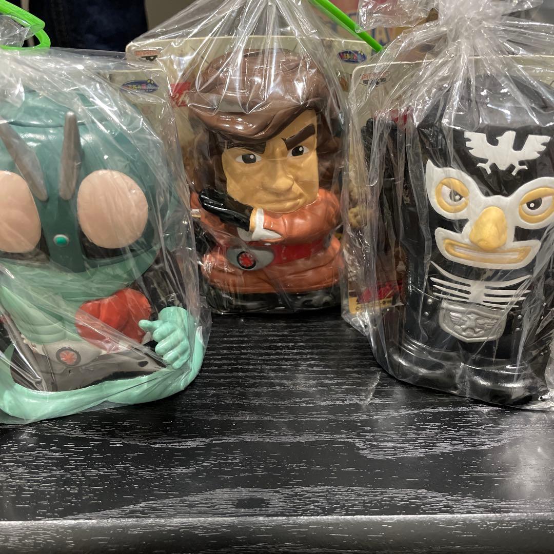3種セット】仮面ライダー 貯金箱 フィギュア バンプレスト 昭和レトロ