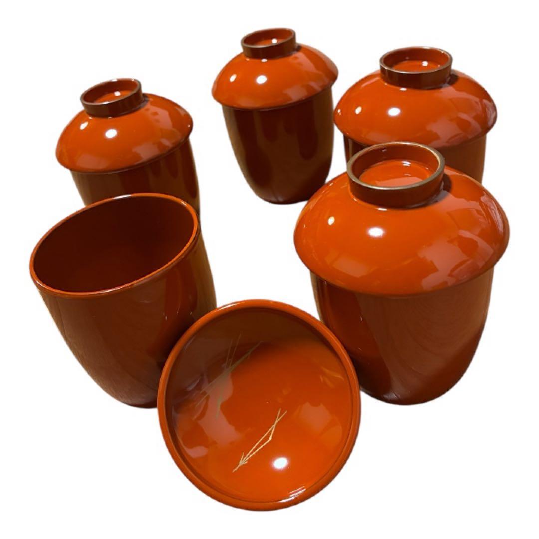 漆器 朱色 小吸物椀 箸洗 5個セット - メルカリ