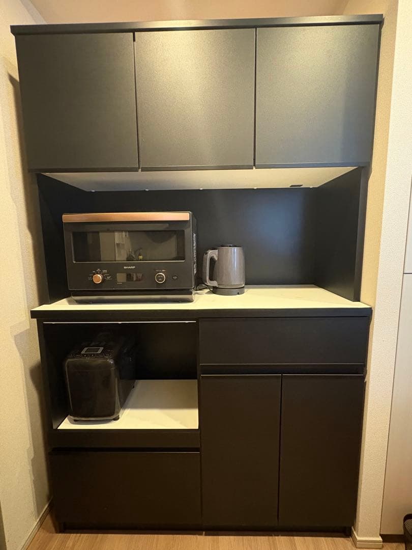 【miyu様】大川家具 キッチンボード エレガンスブラック 楽天市場】【ふるさと納税】【開梱設置】食器棚 レンジ台 幅116.3cm
