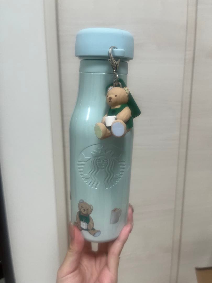 スターバックス　ジェラピケベアチャーム付きステンレスボトル　ミントグリーン スターバックス（Starbucks Coffee） gelato pique リッドカバーベア