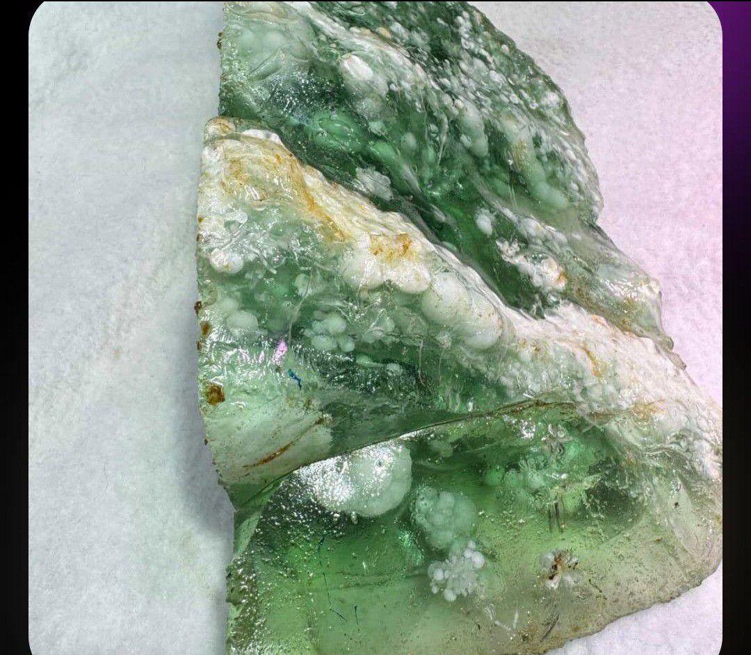 超超超希少石グリーンラリマー‼️14mm内径約17センチ 雪花