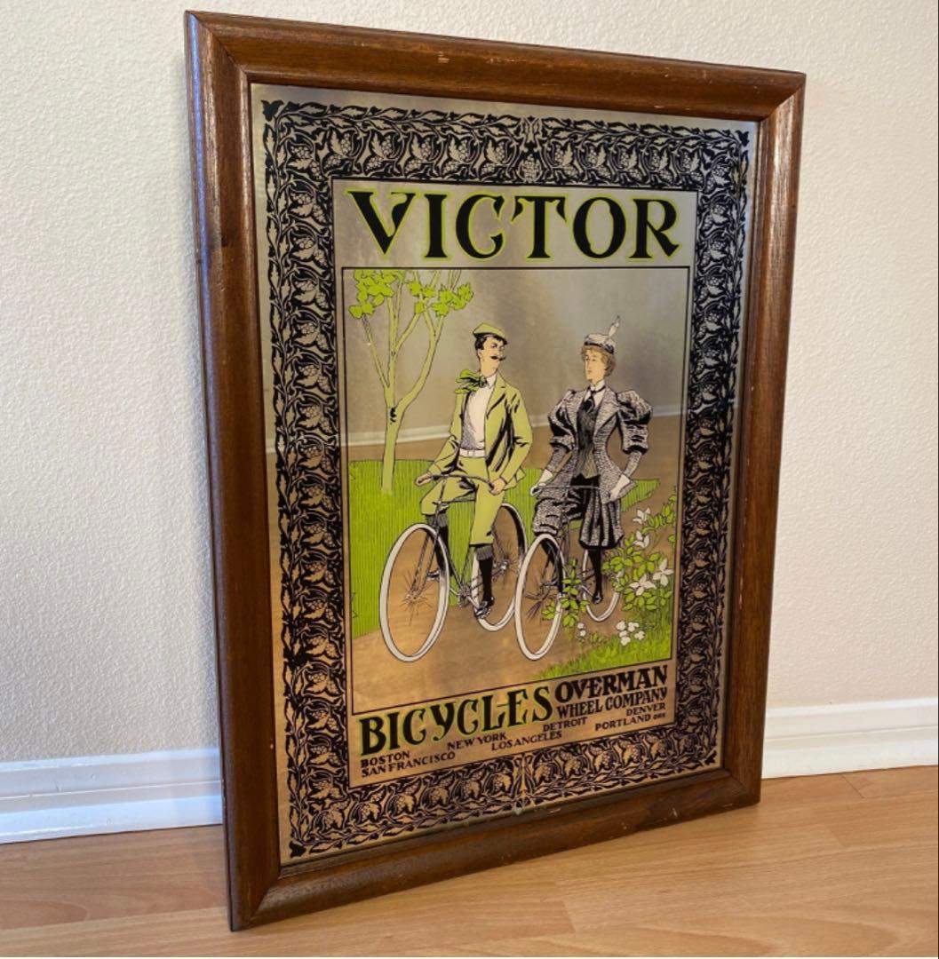 ヴィンテージ アメリカ ビンテージ Victor Bicycle パブミラー 希少！ヴィンテージ Victor パブミラー アメリカ ビクター 音響機器