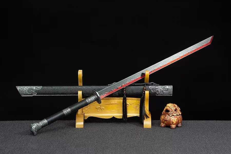 黒炎唐刀-高性能マンガン鋼 古兵器 武具 刀装具 日本刀 模造