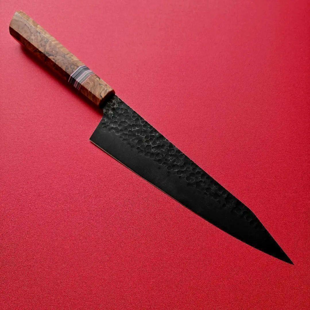 新品 鍛造VG10 黒染め 切り付け 牛刀包丁 Spalted Wood 八角柄 - メルカリ