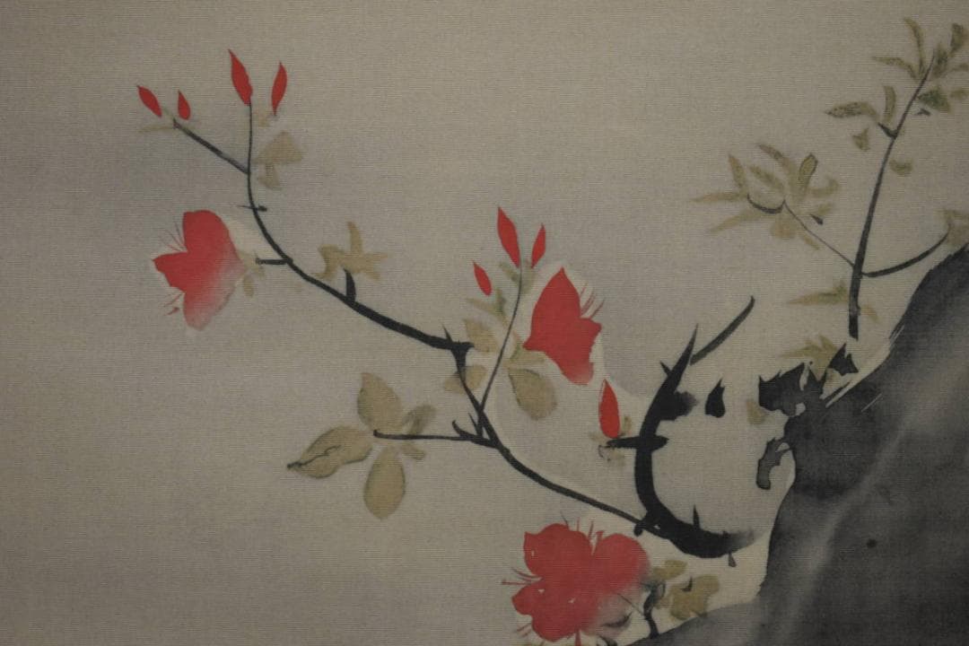 複製/尾形光琳/躑躅図/ツツジ図/大幅/工芸/桐共箱付/布袋屋掛軸