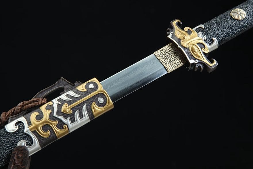 鎏金銀 中華唐刀 模造刀 居合刀 武士道 武具 漢剣 唐刀 龍泉剣 手鍛造