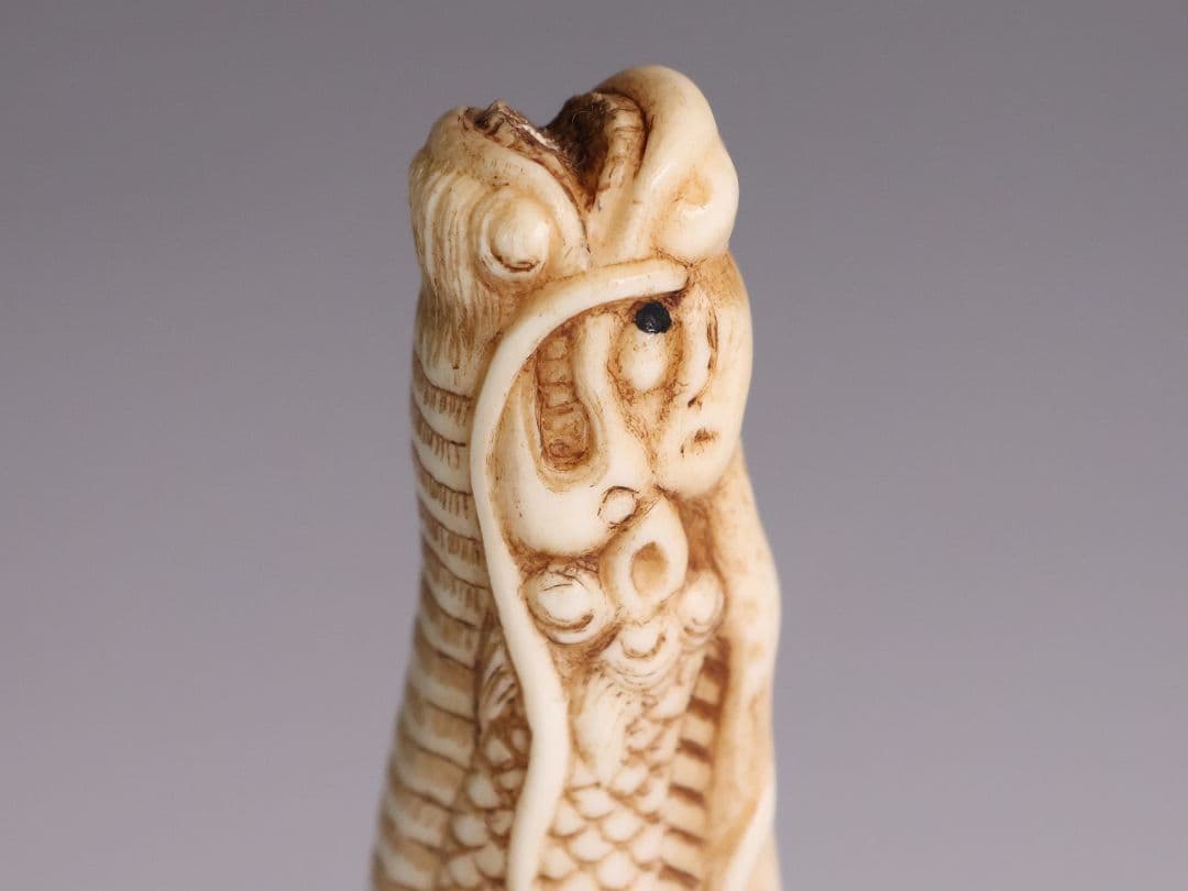 時代 堤物 根付 置物 鹿角 麒麟 全長10.5cm 神獣 彫刻【CM257】 | 激安