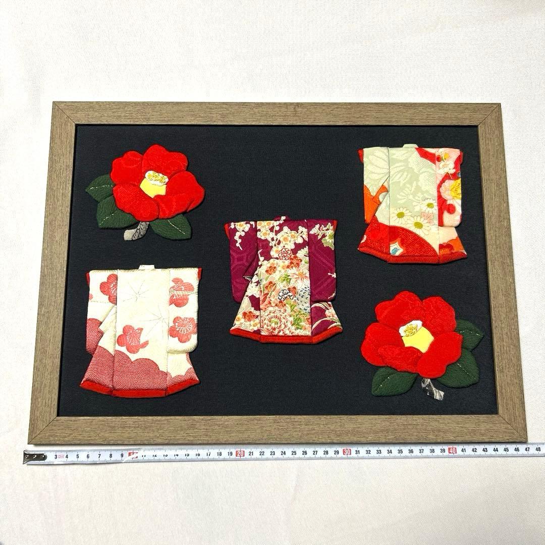 押し絵 ツバキ 着物 ハンドメイド