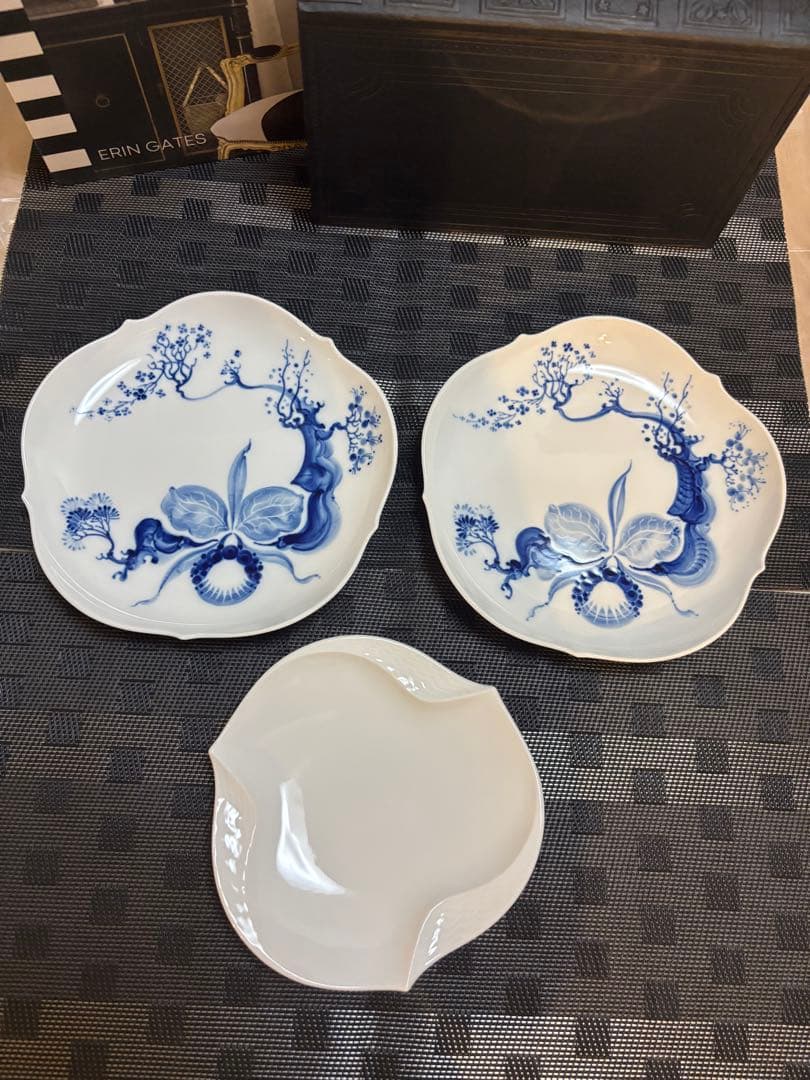 ３点セット 新品 Meissen マイセン ブルーオーキッド 取り皿 プレート マイセン ブルーオーキッド（レッド＆ゴールド） プレートセットを