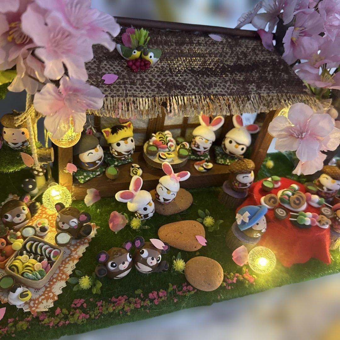 どんぐりアート♡春らんまん皆んなで仲良くお花見BIGオブジェ♡ - メルカリ