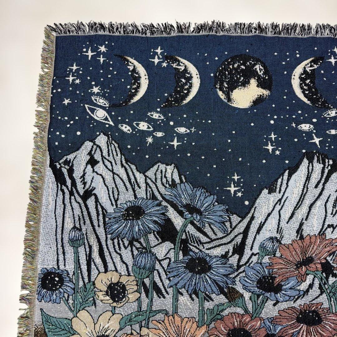 花 月 目 夜景 マルチカバー ソファカバー ヴィンテージラグ 151x126
