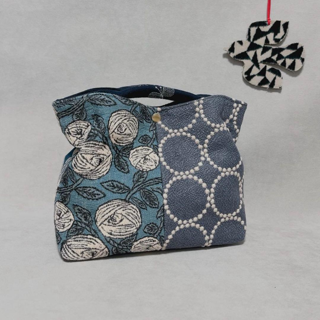 ハンドメイド　ミナペルホネン　くしゅっとトートバッグmini⑅︎◡̈︎* SALE ☆ミナペルホネンforest tile, chouchoのミニバッグ/light beige