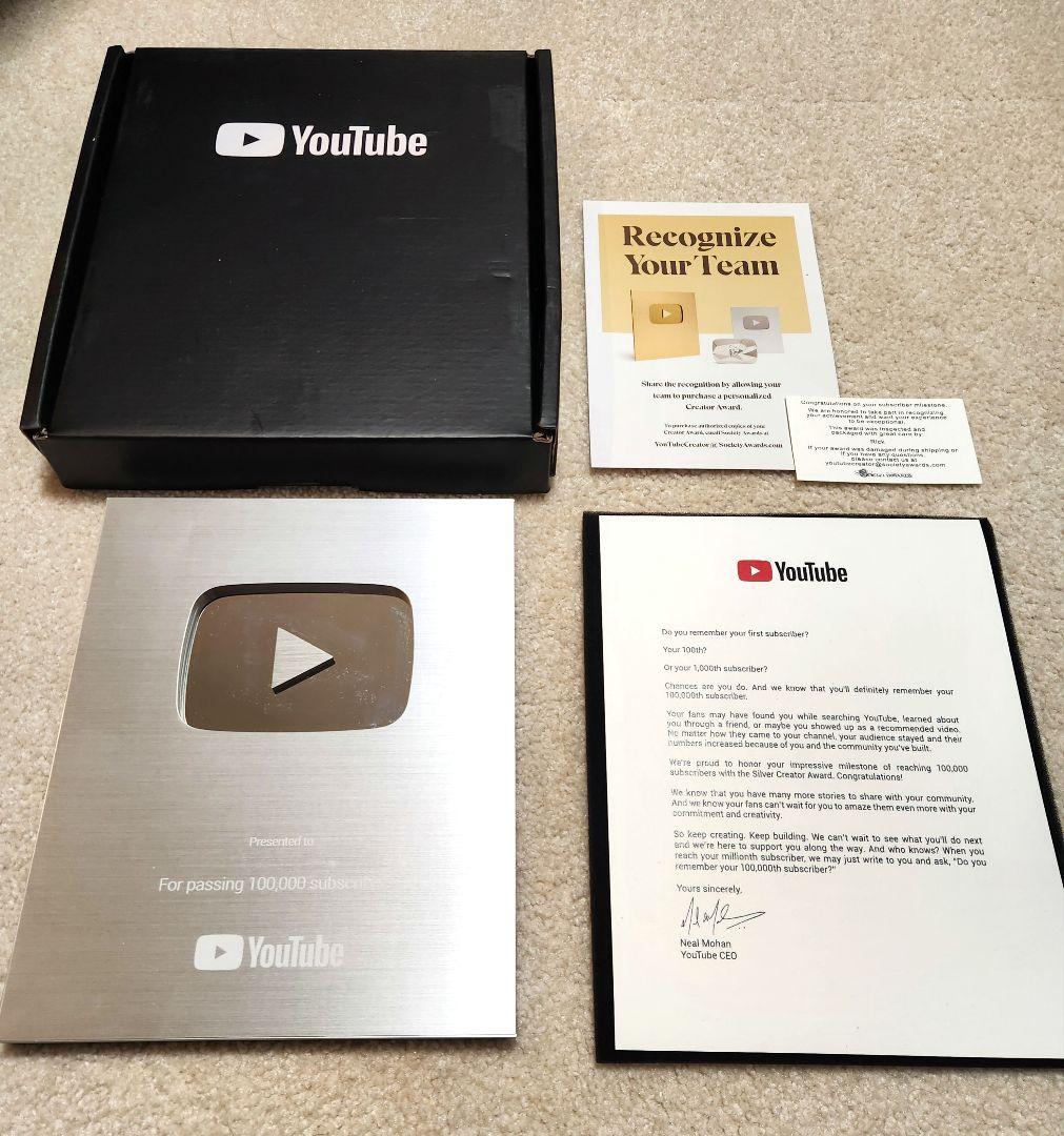 本物】YouTube銀の盾+メタリック版の銀の賞状 - メルカリ